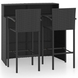 Sodo baro baldų komplektas, 3 dalys, juodas - Lauko baldų komplektai