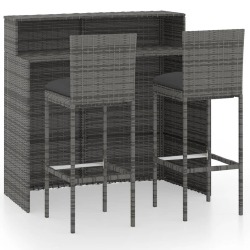 Sodo baro baldų komplektas su pagalvėlėmis, pilkas, 3 dalių - Lauko baldų komplektai
