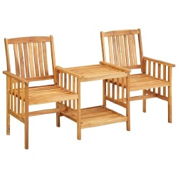 Sodo kėdės su arbatos staliuku ir pagalvėlėmis, akacija, kreminė - Lauko baldų komplektai
