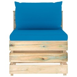 Sodo kompl. su pagalvėlėm, 10 dalių, impregnuota mediena - Lauko baldų komplektai
