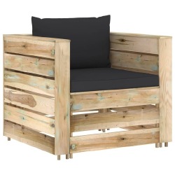 Sodo kompl. su pagalvėlėmis, 7 dalių, impregnuota mediena - Lauko baldų komplektai