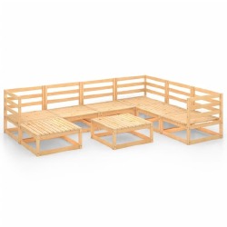 Sodo komplektas, 8 dalių, pušies medienos masyvas - Lauko baldų komplektai