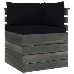 Sodo komplektas iš palečių su pagalvėlėmis, juodos spalvos - Lauko baldų komplektai