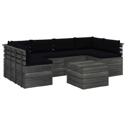 Sodo komplektas iš palečių su pagalvėlėmis, juodos spalvos - Lauko baldų komplektai