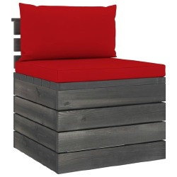 Sodo komplektas iš palečių su pagalvėlėmis, raudonos, 7 dalių, pušis - Lauko baldų komplektai
