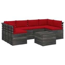 Sodo komplektas iš palečių su pagalvėlėmis, raudonos spalvos - Lauko baldų komplektai