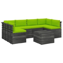 Sodo komplektas iš palečių su pagalvėlėmis, ryškiai žalios - Lauko baldų komplektai