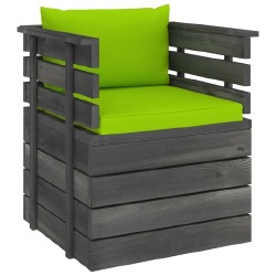 Sodo komplektas iš palečių su pagalvėlėmis, ryškios žalios, 7 dalių - Lauko baldų komplektai