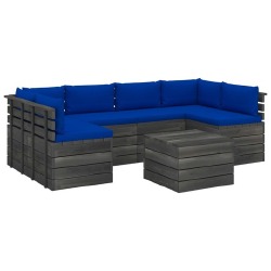 Sodo komplektas iš palečių su pagalvėlėmis, tamsiai mėlynos - Lauko baldų komplektai