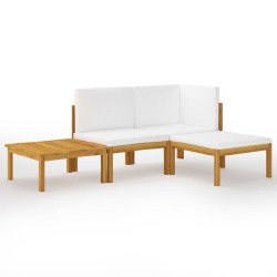 Sodo komplektas su kreminėmis pagalvėlėmis, 4 dalių, akacijos mediena - Lauko baldų komplektai