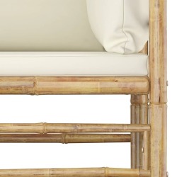 Sodo komplektas su kreminėmis pagalvėmis, 4 dalių, bambukas - Lauko baldų komplektai