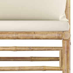 Sodo komplektas su kreminėmis pagalvėmis, 4 dalių, bambukas - Lauko baldų komplektai