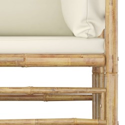 Sodo komplektas su kreminėmis pagalvėmis, 8 dalių, bambukas - Lauko baldų komplektai