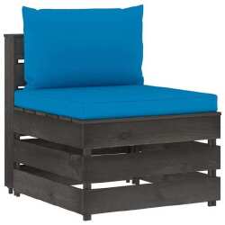 Sodo komplektas su mėlynomis pagalvėlėmis, 9 dalių, impregnuota mediena - Lauko baldų komplektai