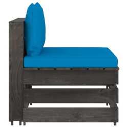 Sodo komplektas su mėlynomis pagalvėlėmis, 9 dalių, impregnuota mediena - Lauko baldų komplektai
