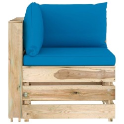 Sodo komplektas su pagalvėlėm, 7 dalių, impregnuota- mediena. - Lauko baldų komplektai