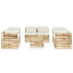 Sodo komplektas su pagalvėlėmis,- 9 -dalių, impregnuota mediena - Lauko baldų komplektai