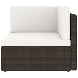Sodo komplektas su pagalvėlėmis, 4 dalių, rudas poliratanas - Foteliai, sofos