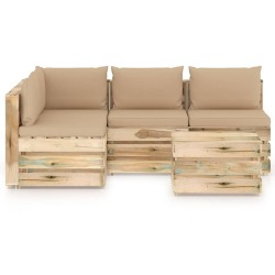 Sodo komplektas su pagalvėlėmis, 5 dalių, -impregnuota mediena - Lauko baldų komplektai