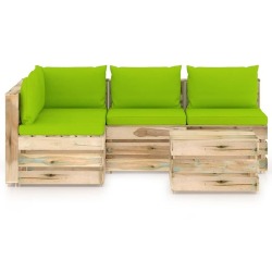 Sodo komplektas su pagalvėlėmis, 5- dalių, impregnuota mediena - Lauko baldų komplektai