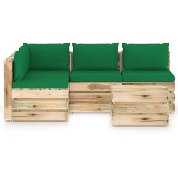 Sodo komplektas su pagalvėlėmis., 5 dalių, impregnuota mediena - Lauko baldų komplektai