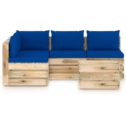 Sodo komplektas su pagalvėlėmis, 5 dalių, impregnuota mediena. - Lauko baldų komplektai
