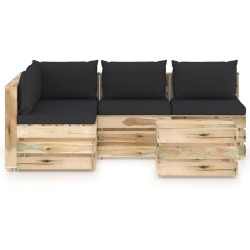 Sodo komplektas su pagalvėlėmis, 5 -dalių, impregnuota mediena - Lauko baldų komplektai