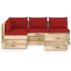 Sodo komplektas su pagalvėlėmis, 5 -dalių, impregnuota mediena. - Lauko baldų komplektai