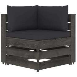 Sodo komplektas su pagalvėlėmis, 6 dalių, juodas, impregnuota mediena - Lauko baldų komplektai