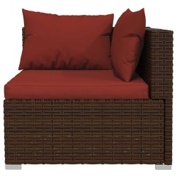 Sodo komplektas su pagalvėlėmis, 6 -dalių, rudas, poliratanas - Lauko baldų komplektai