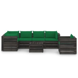 Sodo komplektas su pagalvėlėmis, 7 dalių, impregnuota /mediena - Lauko baldų komplektai