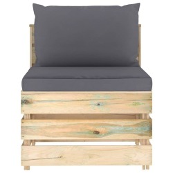 Sodo komplektas su pagalvėlėmis, 9 dalių, -impregnuota mediena - Lauko baldų komplektai