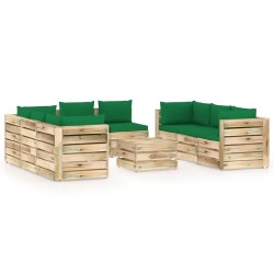 Sodo komplektas su pagalvėlėmis, 9 -dalių, impregnuota mediena