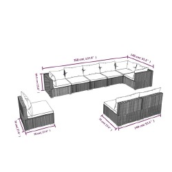Sodo komplektas su pagalvėlėmis, 9 -dalių, pilkas, poliratanas - Lauko baldų komplektai