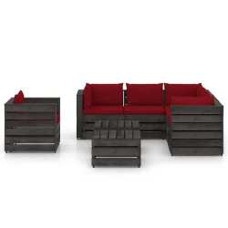 Sodo komplektas su pagalvėlėmis, impregnuota mediena, 8 dalių - Lauko baldų komplektai