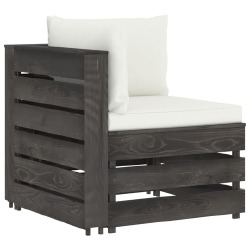 Sodo komplektas su pagalvėlėmis/kreminė, 6 dalių, impregnuota mediena - Lauko baldų komplektai