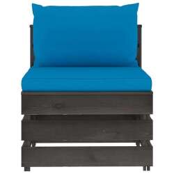 Sodo komplektas su pagalvėlėmis/mėlyna, 6 dalių, impregnuota mediena - Lauko baldų komplektai