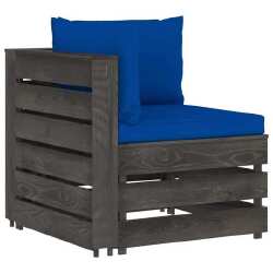 Sodo komplektas su pagalvėlėmis/mėlyna, impregnuota mediena, 6 dalys - Lauko baldų komplektai