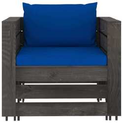 Sodo komplektas su pagalvėlėmis/mėlyna, impregnuota mediena, 6 dalys - Lauko baldų komplektai
