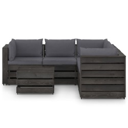 Sodo komplektas su pagalvėlėmis/pilka, impregnuota mediena, 6 dalių - Lauko baldų komplektai