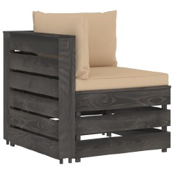 Sodo komplektas su pagalvėlėmis/smėlio, 6 dalių, impregnuota mediena - Lauko baldų komplektai