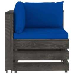 Sodo komplektas su pagalvėlėmis/tamsiai mėlyna, 6 dalių, impregnuota mediena - Lauko baldų komplektai