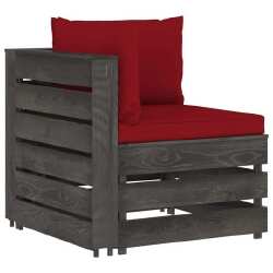 Sodo komplektas su pagalvėlėmis/vyno raudona, impregnuota mediena, 6 dalių - Lauko baldų komplektai
