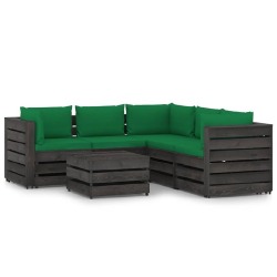 Sodo komplektas su pagalvėlėmis/žalia, impregnuota mediena, 6 dalys