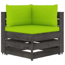 Sodo komplektas su pagalvėlėmis/žalia, impregnuota mediena, 6 dalys - Lauko baldų komplektai