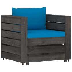 Sodo komplektas su pagalvėmis, 6 dalių, pilkai impregnuota mediena - Lauko baldų komplektai