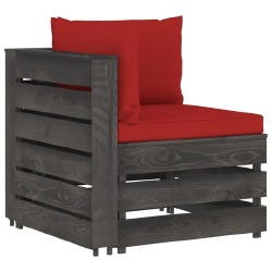 Sodo komplektas su pagalvėmis, 6 dalys, pilka impregnuota mediena - Lauko baldų komplektai