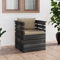 Sodo krėslas su pagalvėlėmis , pušies mediena, kreminė