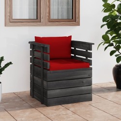 Sodo krėslas su pagalvėlėmis , pušies mediena, raudona
