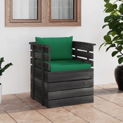 Sodo krėslas su pagalvėlėmis , pušies mediena, tamsiai žalia